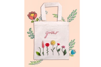 Online Embroidery Class - Flower Power Tote Bag